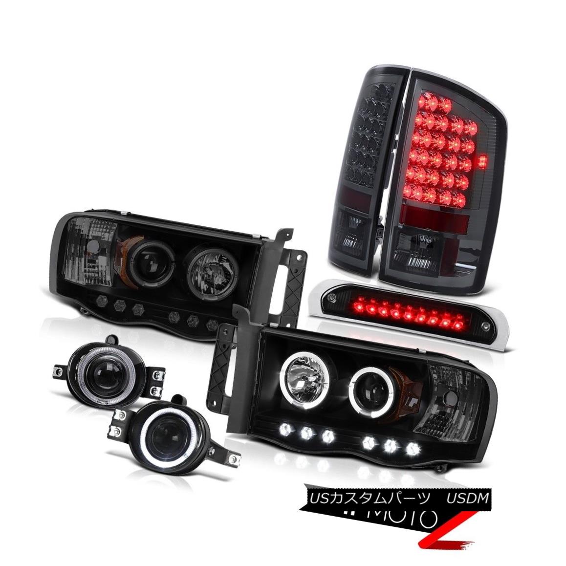 テールライト Smoke Halo LED Headlights L.E.D Tail Lamp Euro Fog Third Brake 02-05 Dodge Ram スモークハローLEDヘッドライトL.E.Dテールランプユーロフォッグサードブレーキ02-05 Dodge Ram