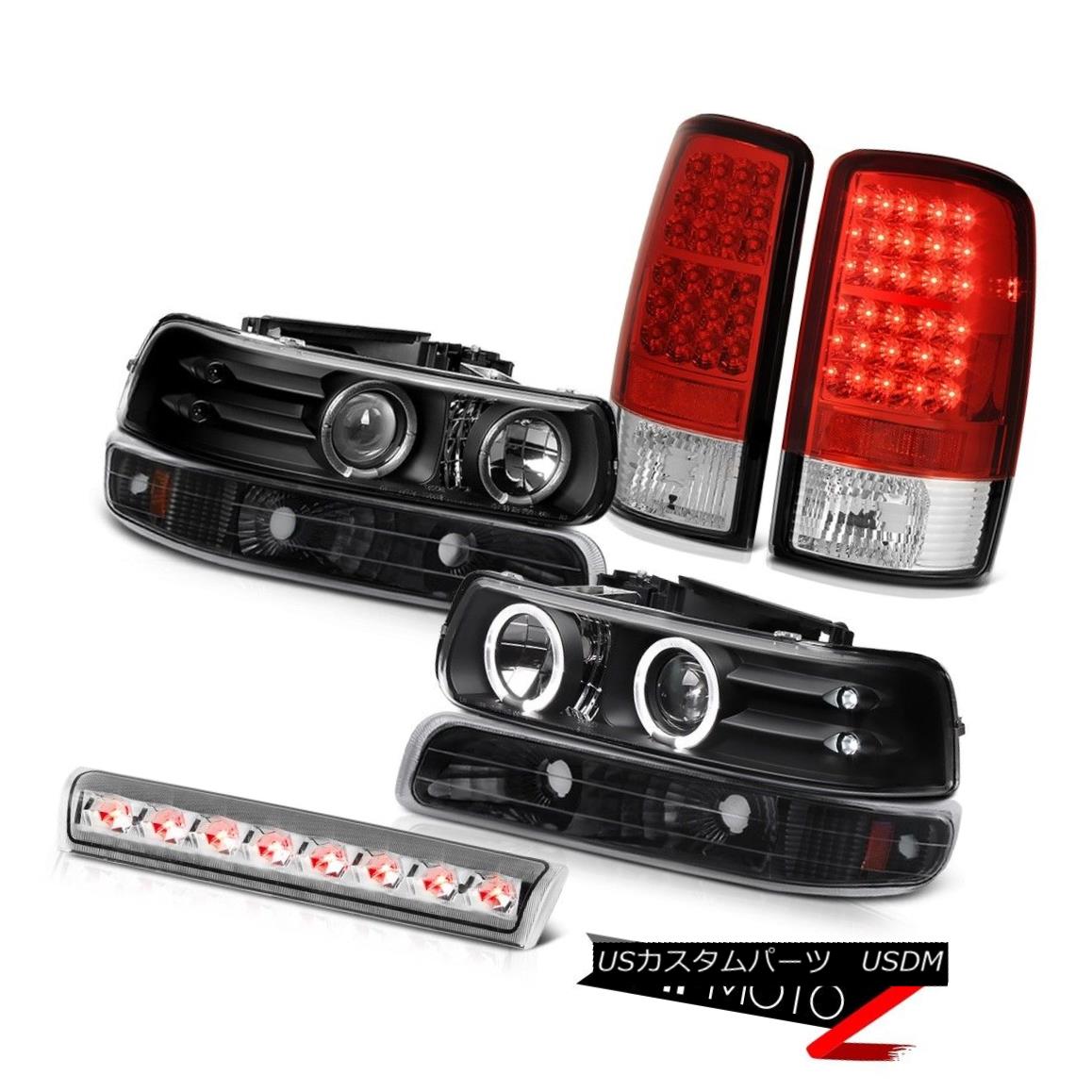 テールライト Angel Eye Headlights Satin Black Tail Lights High Stop 2000-2006 Suburban 8.1L エンジェルアイヘッドライトサテンブラックテールライトハイストップ2000-2006郊外8.1L