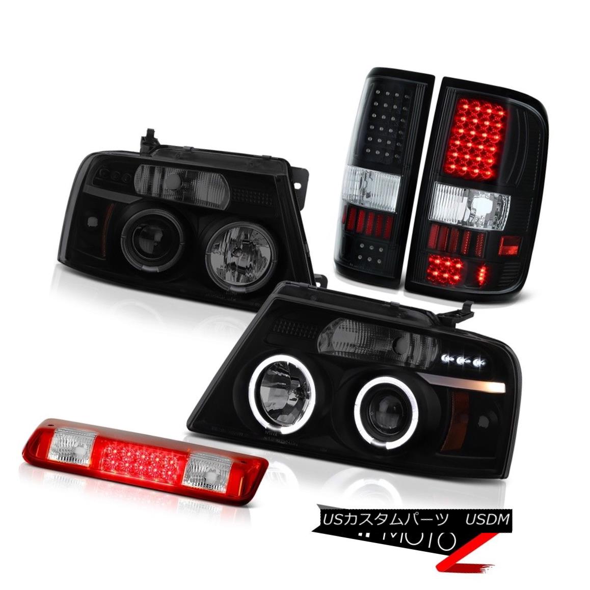 テールライト 04-08 Ford F150 XLT Roof Cargo Lamp Tail Lamps Dark Tinted Headlights Halo Rim 04-0..
