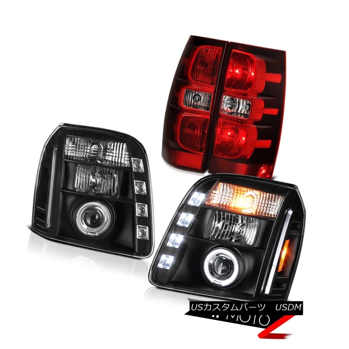 ơ饤 07-14 GMC Yukon SLT Red Tail Lights Black Projector Headlamps Halo Rim Dual Halo 07-14 GMC Yukon SLTåɥơ饤ȥ֥åץإåɥHalo Rimǥ奢إ