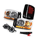 テールライト 07-08 Dodge Ram 1500 4.7L Euro Clear Headlights Fog Lights Sinister Black Tail 07-08 Dodge Ram 1500 4.7LユーロクリアヘッドライトフォグライトSinister Black Tail