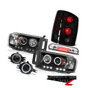 テールライト 02-05 Ram ST Black Headlights Rear Brake Tail Lights Foglights Third Carg...
