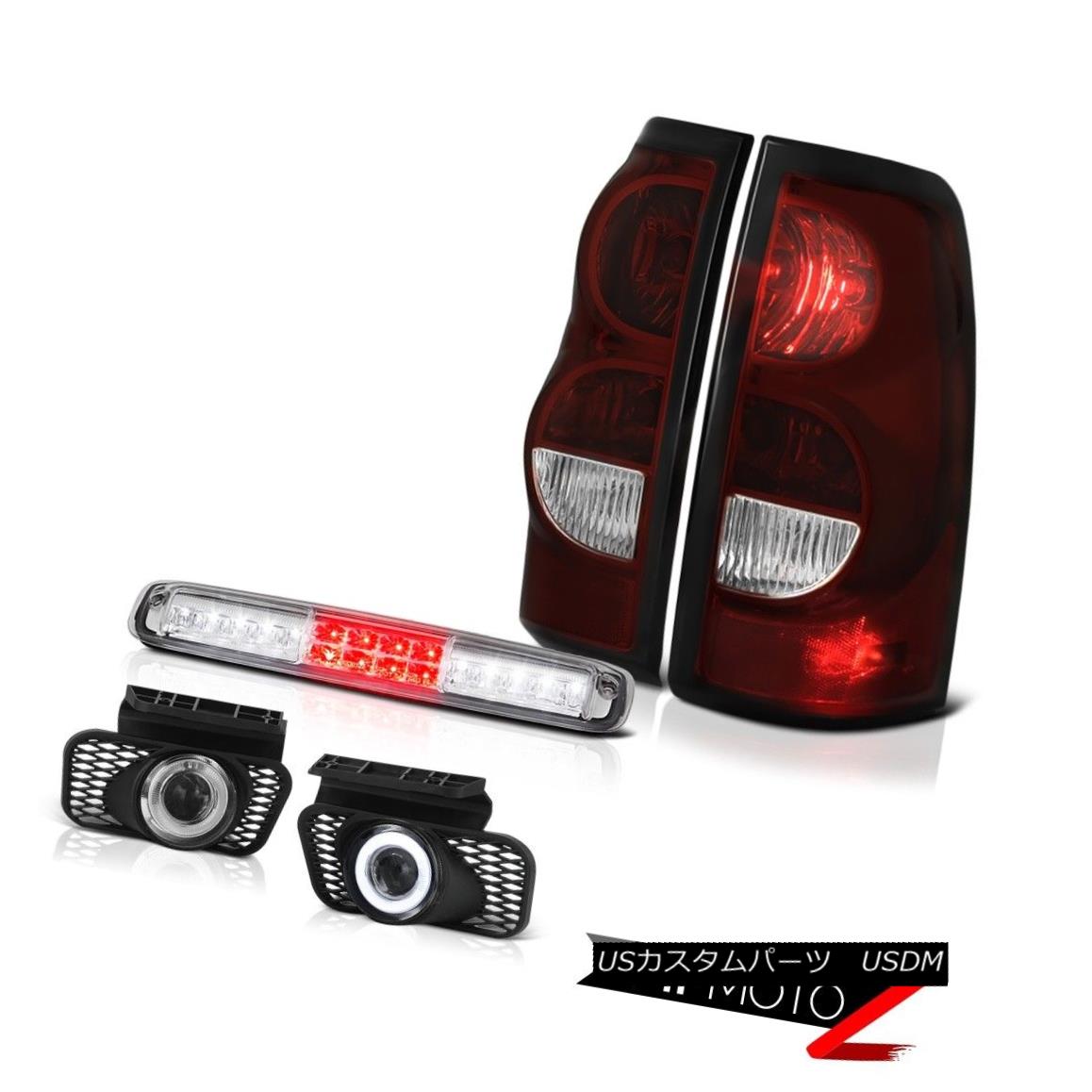 テールライト 03-06 Chevy Silverado Euro Chrome High Stop Light Fog Lamps Red Smoke Rear Brake 03-06 Chevy Silverado Euro Chromeハイストップライトフォグランプレッドスモークリアブレーキ
