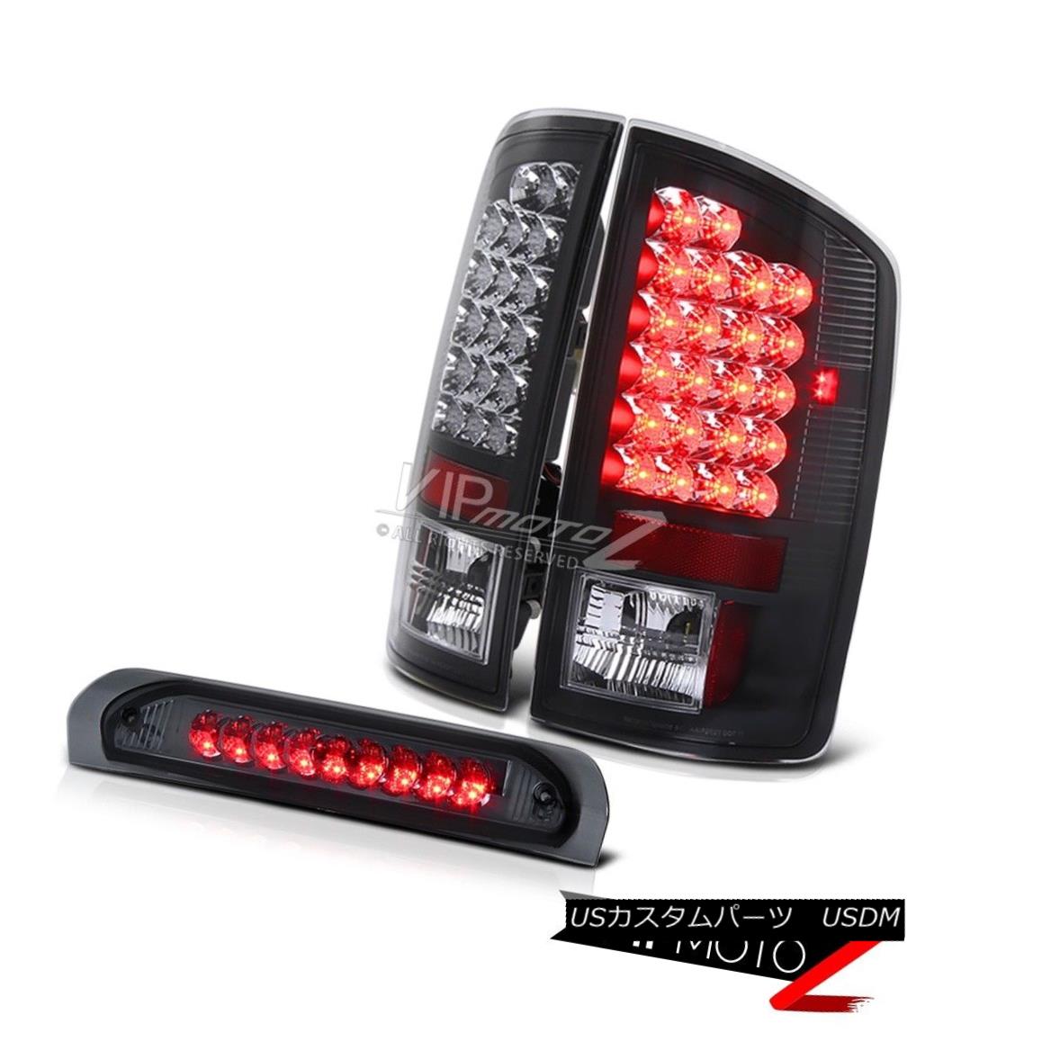 テールライト 02-05 Dodge Ram 1500/2500/3500 L+R Black Led Tail Light+Smoke Led 3rd Brake Lamp 02..