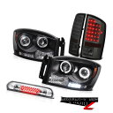 テールライト Angel Eye Headlights Dark LED Brake Tail Lights Third Cargo 07 08 Dodge R...