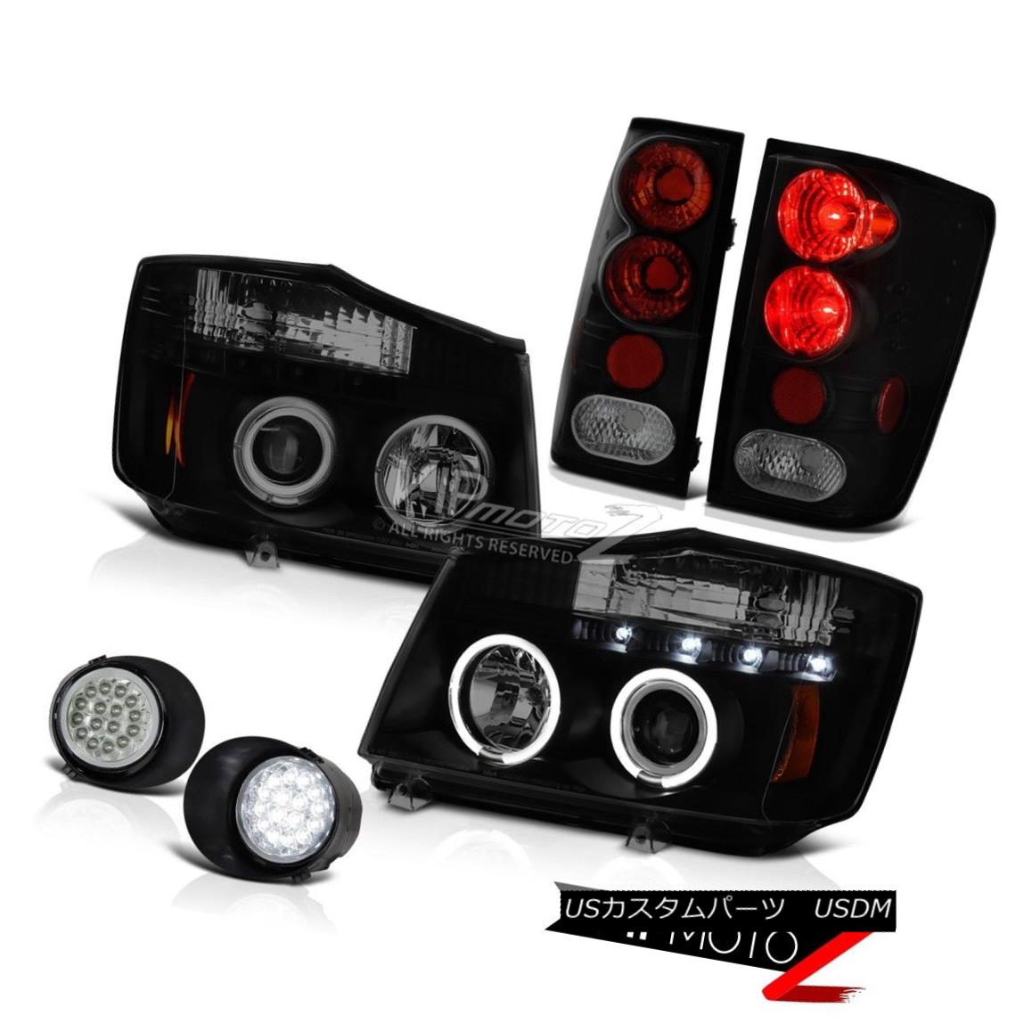 テールライト For 2004-2015 Titan Angel Eye Projector Headlight LED Reverse Tail Light DRL Fog 2004年から2015年の間タイタンエンジェルアイプロジェクターヘッドライトLEDリバーステールライトDRLフォグ