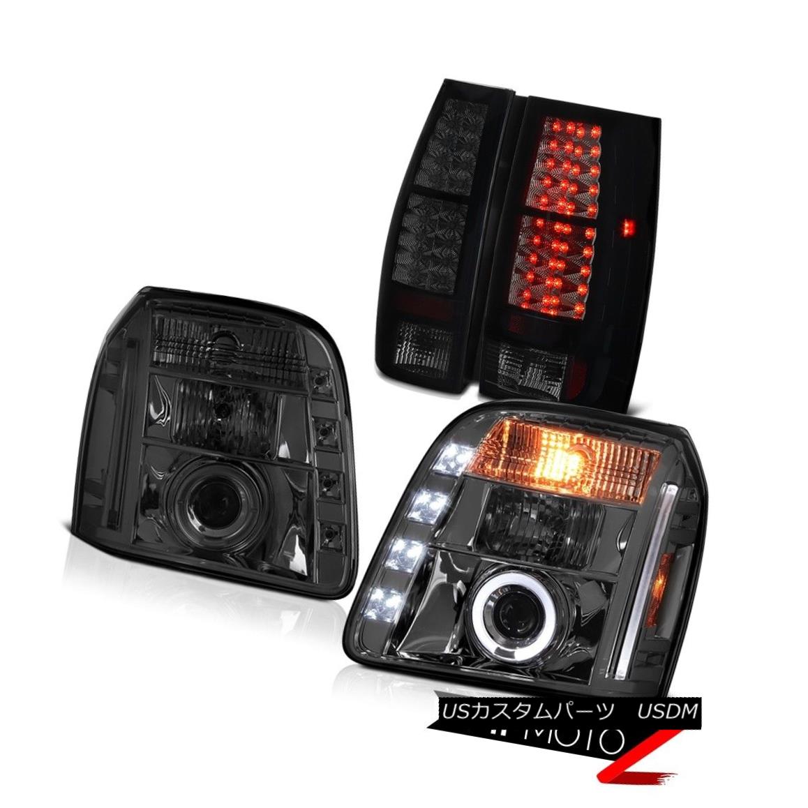 テールライト 07-14 GMC Yukon XL SLT Smoke Tinted Tail Lights Projector Headlights Halo Rim 07-14 GMC Yukon XL SLTスモークテイテッドテールライトプロジェクターヘッドライトHalo Rim