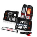 テールライト Matte Black Headlights Headlamps Euro Third Brake LED Blubs 99-04 Ford F250 SD マットブラックヘッドライトヘッドランプユーロサードブレーキLED電球99-04 Ford F250 SD(2)