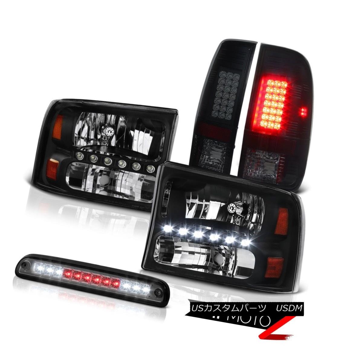 テールライト L+R Black Headlamps Roof Brake Cargo LED Rear Tail Light 1999-2004 Ford F350 L + Rブラックヘッドランプ屋根ブレーキカーゴLEDリアテールライト1999-2004 Ford F350