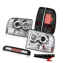 テールライト 1999-2004 F250 6.8L Halo LED Projector Headlights Smoke Brake Lamps Third...