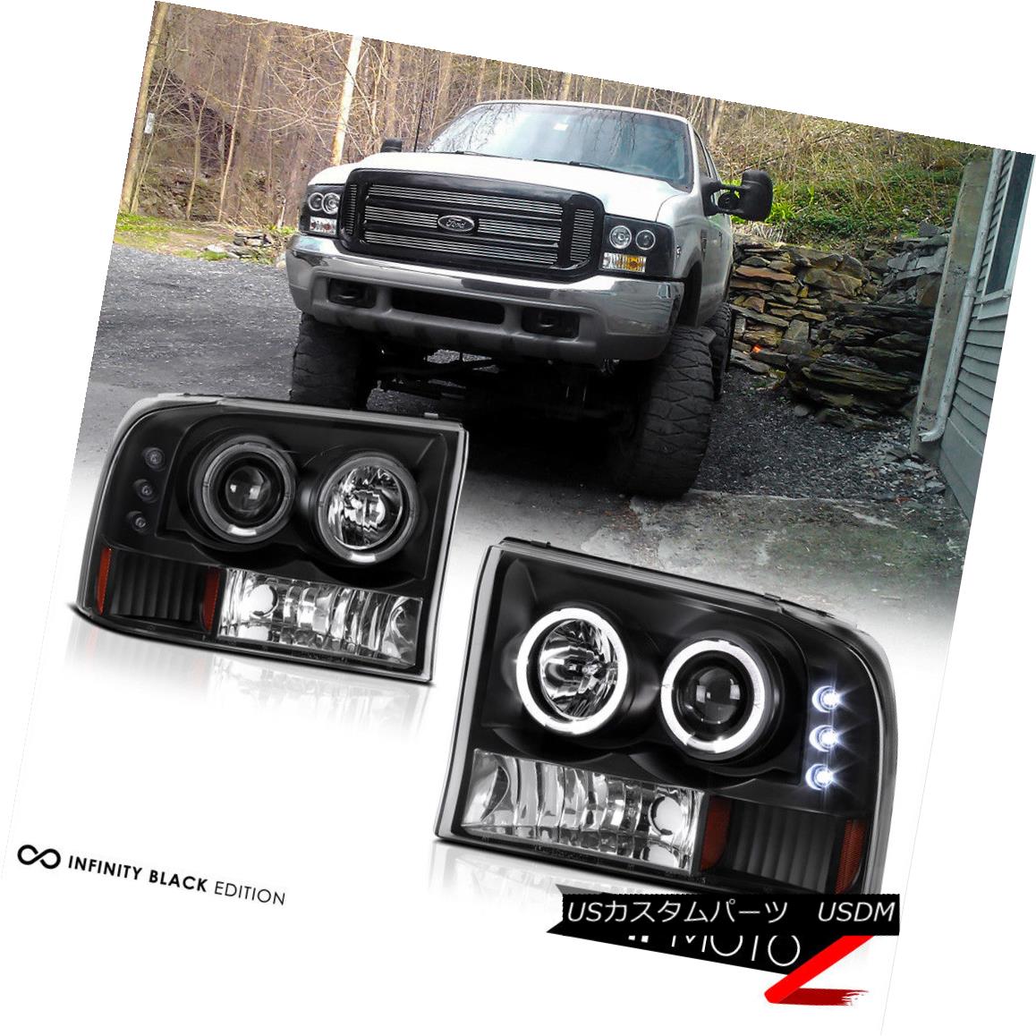 テールライト Black Headlights Projector Roof Brake Cargo LED Bulbs Tail Light 99-04 F250 6.8L ブラックヘッドライトプロジェクタールーフブレーキカーゴLED電球テールライト99-04 F250 6.8L