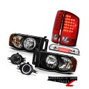テールライト 2002-2005 Ram V8 Headlamps LED Brake Tail Lights Projector Driving Fog 3r...