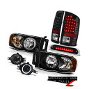 テールライト Left Right Headlamps LED Black Taillights Bumper Fog High Brake 02-05 Ram 1500 左のライトヘッドランプLEDブラック灯台バンパーフォグハイブレーキ02-05 Ram 1500