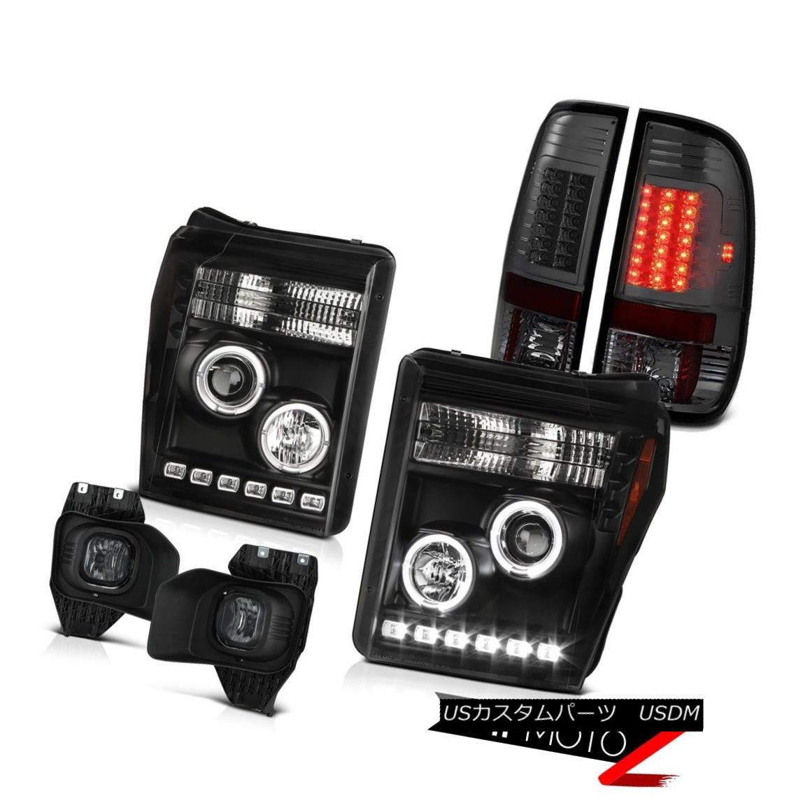 テールライト 2011-2016 F250 Lariat Smoked Foglamps Tail Brake Lamps Inky Black Headlamps SMD 2011-2016 F250 LariatスモークフォグランプテールブレーキランプインキブラックヘッドランプSMD