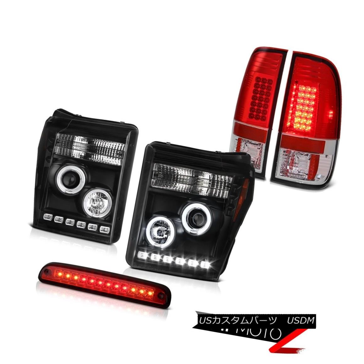テールライト 2011-2016 Ford F-250 Red Clear Roof Cab Light Taillamps Infinity Black Headlamps 2011年?2016年Ford F-250レッドクリアルーフキャブライトテールランプインフィニティブラックヘッドランプ