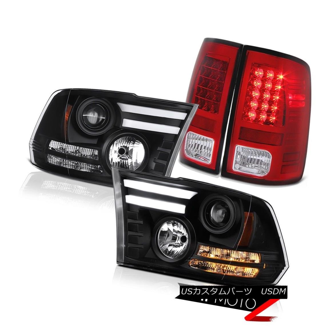 テールライト 09-18 Dodge Ram 1500 6.7L Red rear brake lights black headlights SMD Tron Style 09-18ダッジラム1500 6.7L赤色リアブレーキライト黒色ヘッドライトSMDトロンスタイル