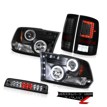 テールライト 09-18 Dodge RAM 1500 3500 Tail Light 3rd Brake Black Head Lamp Assembly SET PAIR 09-18ダッジRAM 1500 3500テールライト第3ブレーキブラックヘッドランプアセンブリSET PAIR