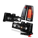 テールライト 1988-1998 Chevy GMC C/K Suburban 1500 2500 Black Headlights+LED Rear Tail...