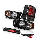 テールライト Inky Black Headlights Smoke Brake Tail Lights Third Cargo LED 02-05 Dodge...