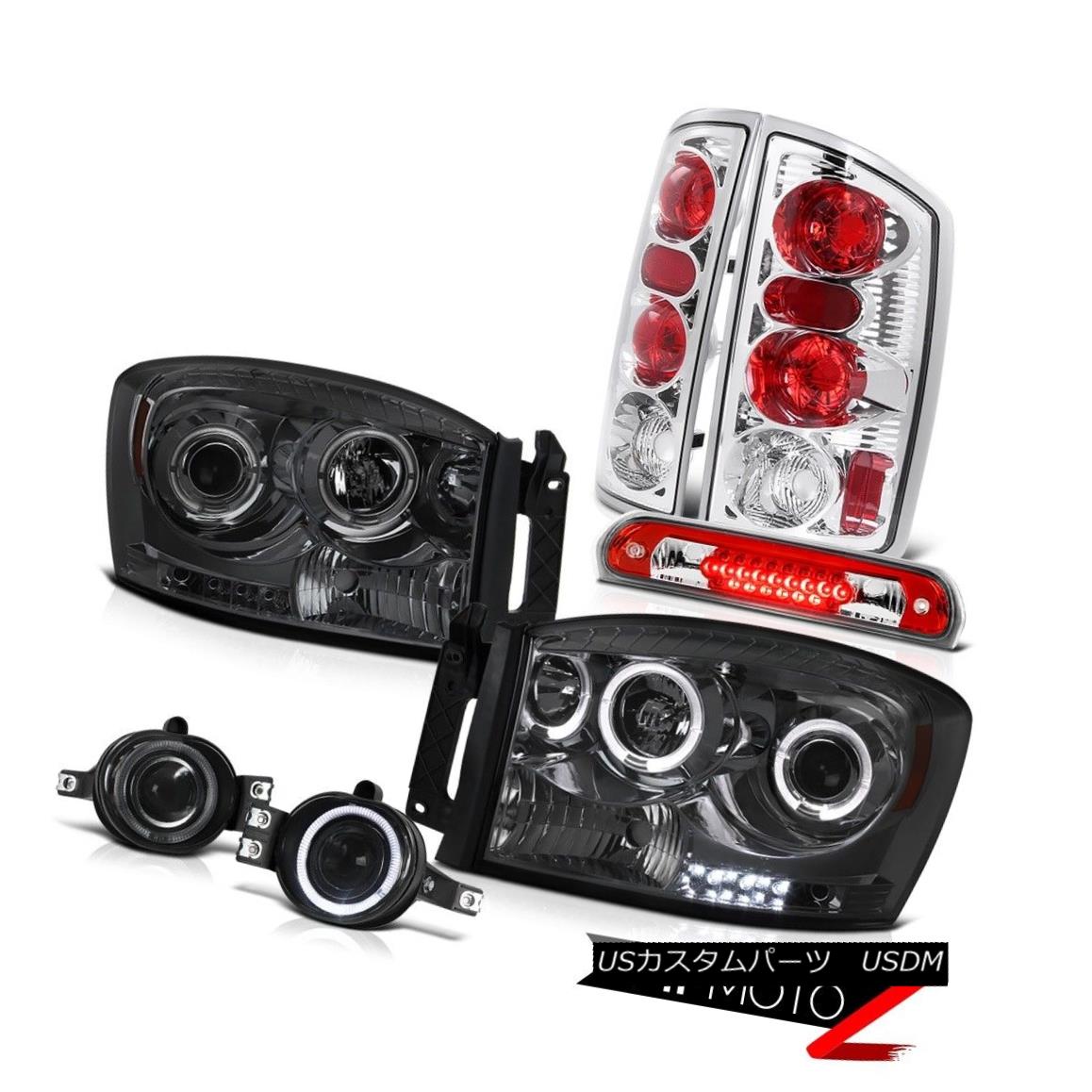 テールライト Smoke Halo Headlights Rear Tail Lamps Fog Roof Brake LED 2006 Dodge Ram 煙ハローヘ..