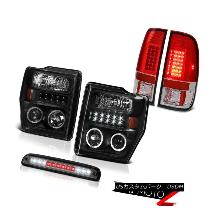 テールライト Black Halo LED Headlights Third Brake Cargo Taillights Red 2008-2010 F-250 XL ブラックハローLEDヘッドライト第3ブレーキキャロウェイテールライトレッド2008-2010 F-250 XL