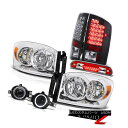 テールライト Pair Chrome Headlights Black LED Tail Lights Fog 3RD Cargo 2006 Dodge Ram...