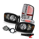 テールライト Black Headlights LED Brake Tail Lights D.R.L Fog Third Cargo 2006 Dodge R...