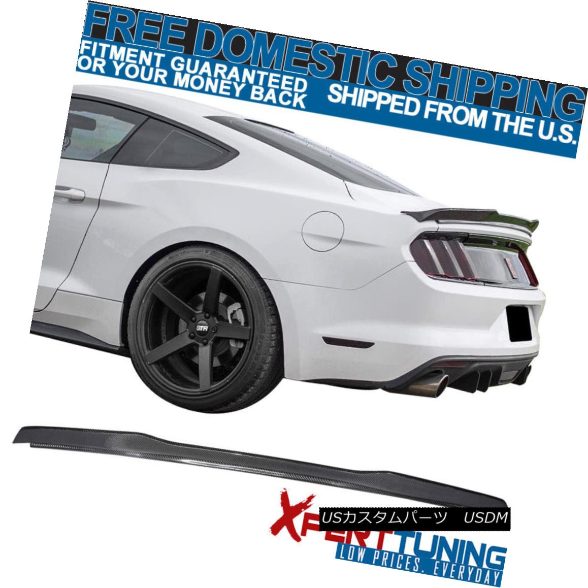 エアロパーツ Fits 15-18 Ford Mustang H Style High Kick V Trunk Spoiler - Carbon Fiber フィット15-18フォードマスタングHスタイルハイキックVトランクスポイラー - 炭素繊維