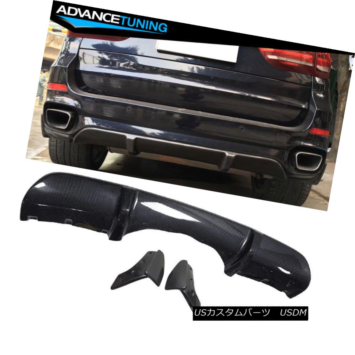 エアロパーツ Fits 14-18 BMW F15 X5 M-Tech MP Style 3PC Rear Diffuser Lip CF フィット14-18 BMW F1..