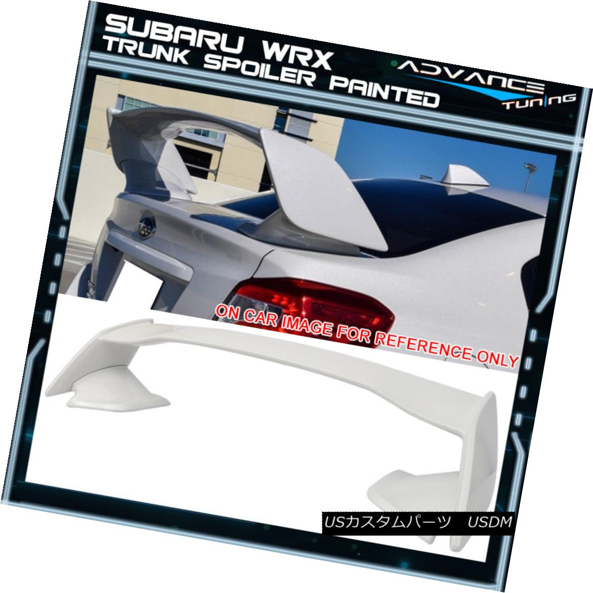 エアロパーツ Fits 15-18 Subaru WRX STI Style ABS Trunk Spoiler Painted #37J Satin White Pearl フィット15-18スバルWRX STIスタイルABSトランクスポイラー＃37Jサテンホワイトパール
