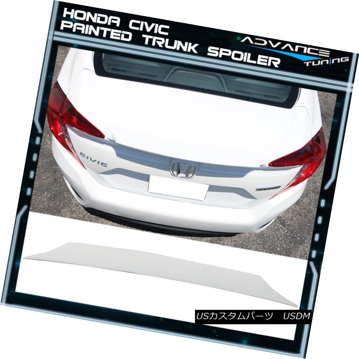 エアロパーツ 16-18 Civic Sedan Ikon Trunk Spoiler OEM Painted Color NH788P White Orchid Pearl 16..
