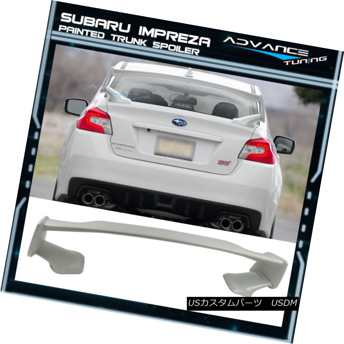 エアロパーツ Fits 15-18 Subaru WRX STI ABS Trunk Spoiler Painted #K1X Crystal White Pearl フィット15-18スバルWRX STI ABSトランクスポイラー塗装＃K1Xクリスタルホワイトパール