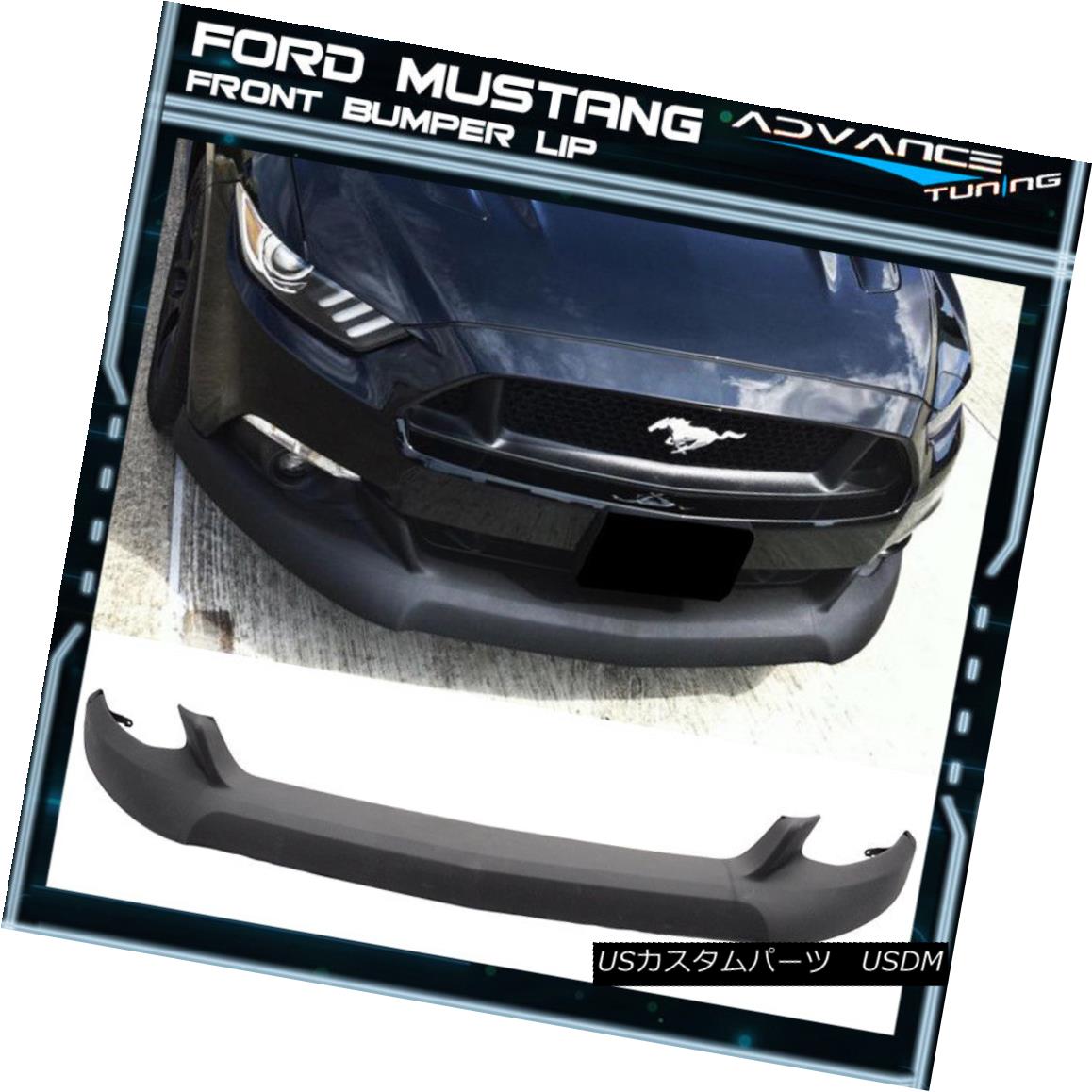 エアロパーツ For 15-17 Ford Mustang Front Bumper Lip Unpainted Black - PU Poly Urethane 15-17フォードマスタングフロントバンパーリップ未塗装ブラック - PUポリウレタン