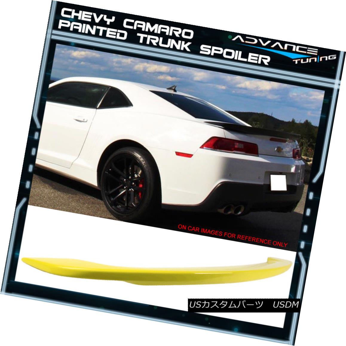 エアロパーツ 14-15 Chevy Camaro Factory Trunk Spoiler Painted Color #WA131X Lemon Peel 14-15シボレーカマロファクトリートランク..