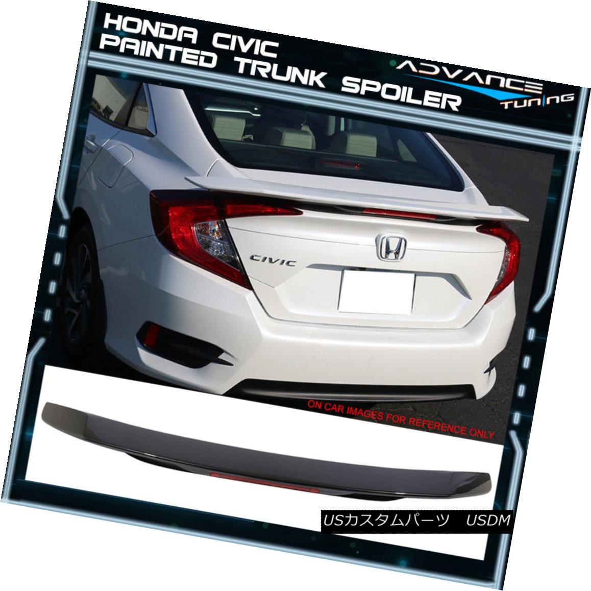 エアロパーツ 16-18 Honda Civic Sedan LED Trunk Spoiler Painted #B607M Cosmic Blue Metallic 16-18ホンダシビックセダンLEDトランク・スポイラー＃B607Mコスミック・ブルー・メタリック