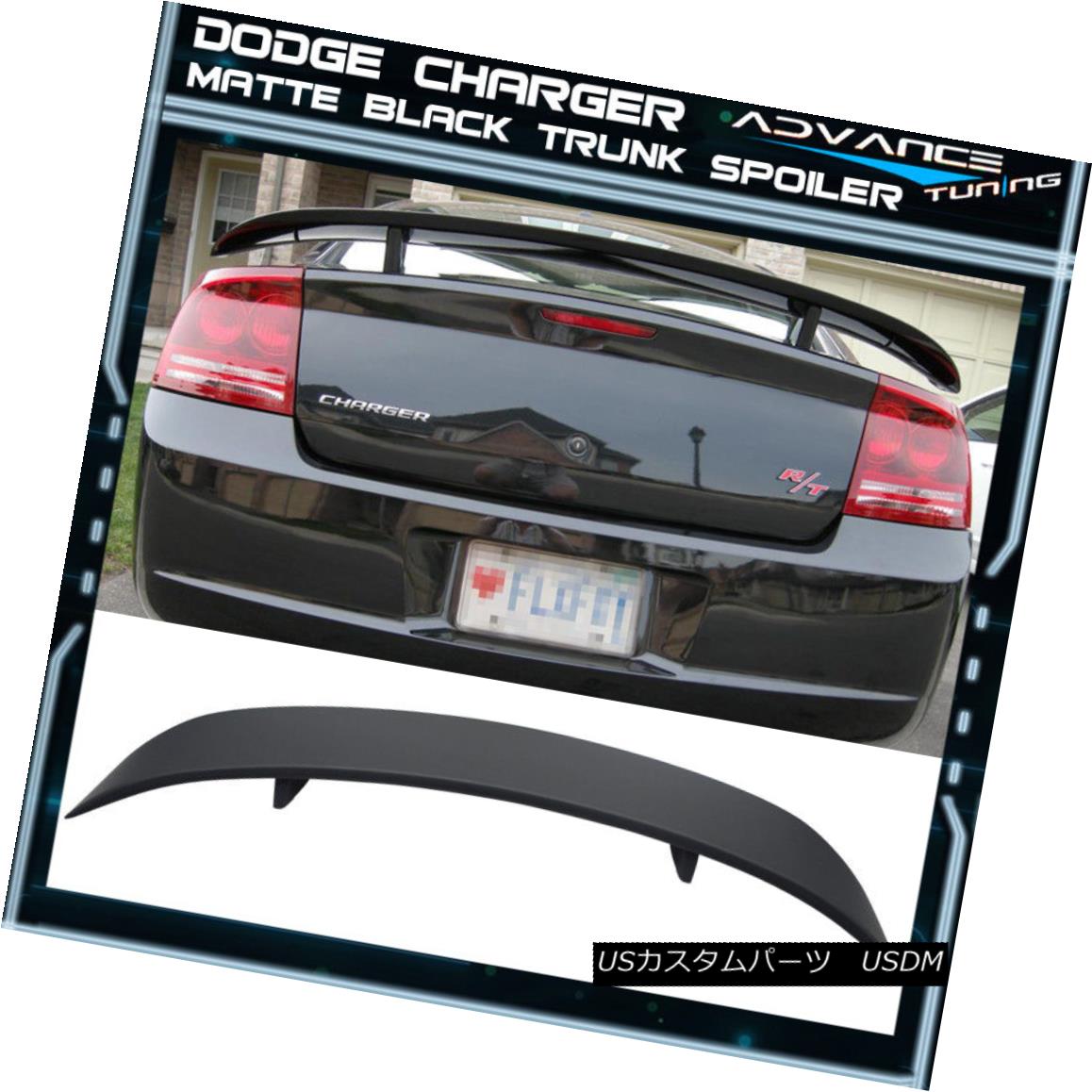 エアロパーツ Fits 06-10 Dodge Charger Rear ABS Trunk Spoiler Primer Matte Black Aero フィット06-10ダッジチャージャーリアABSトランクスポイラープライマーマットブラックエアロ