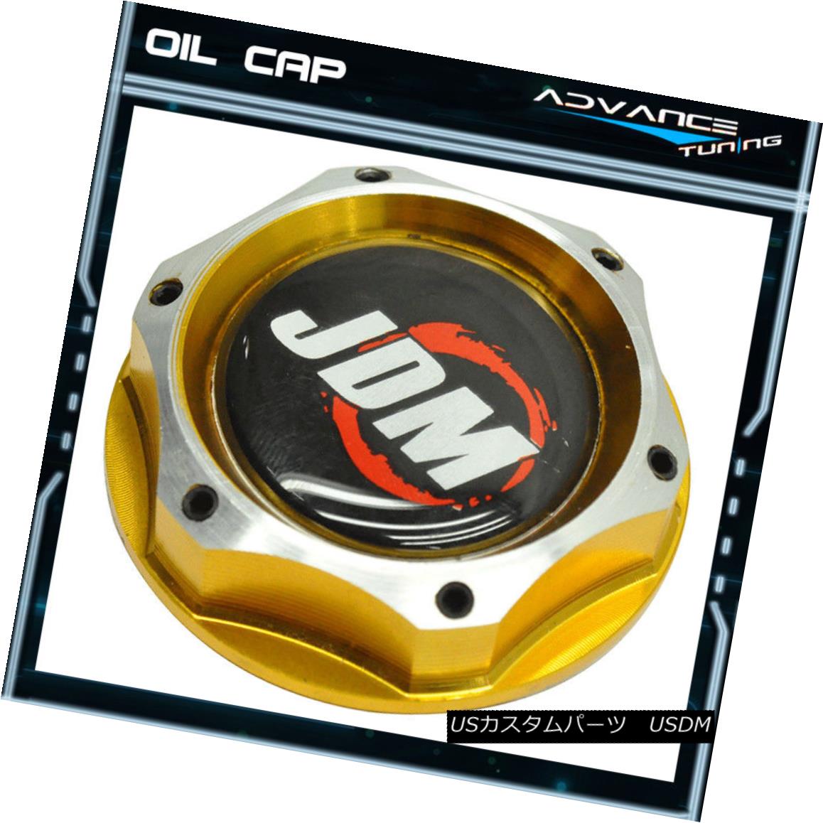 エアロパーツ Fits Honda Acura Gold Chrome 2 Tone Twist On JDM Engine Oil Filler Cap Cover New フィットホンダアキュラゴールドクローム2トーンツイストJDMエンジンオイルフィラーキャップカバー新