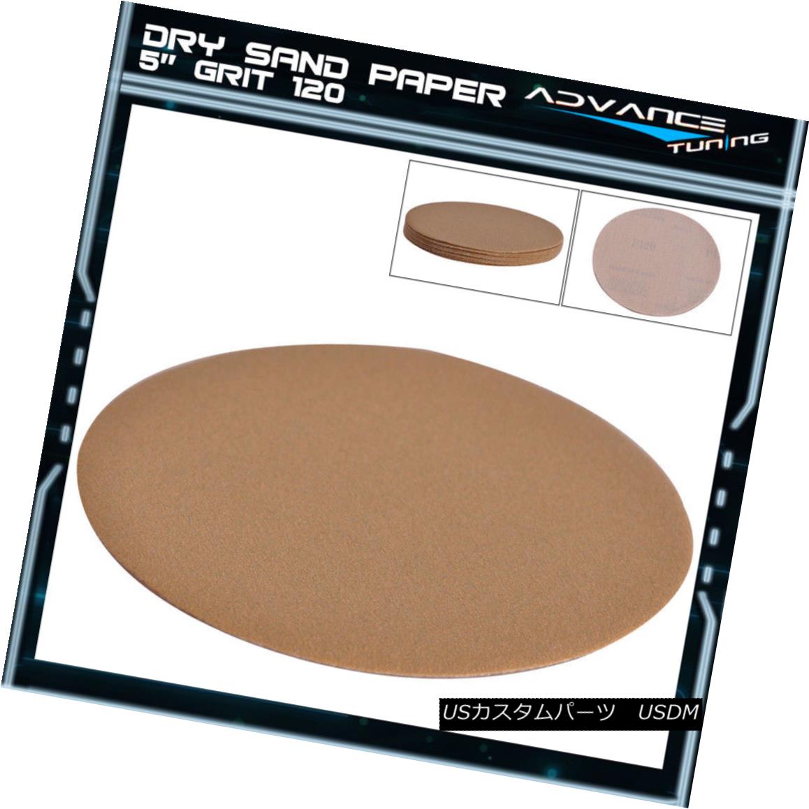 エアロパーツ Dry 5Inch No Hole Sand Paper Disc 120 Grit Bodykit Repair Sanding Sandpaper 10PC ドライ5インチ穴なしサンドペーパーディスク120グリットボディキットリペアサンディングサンドペーパー10PC