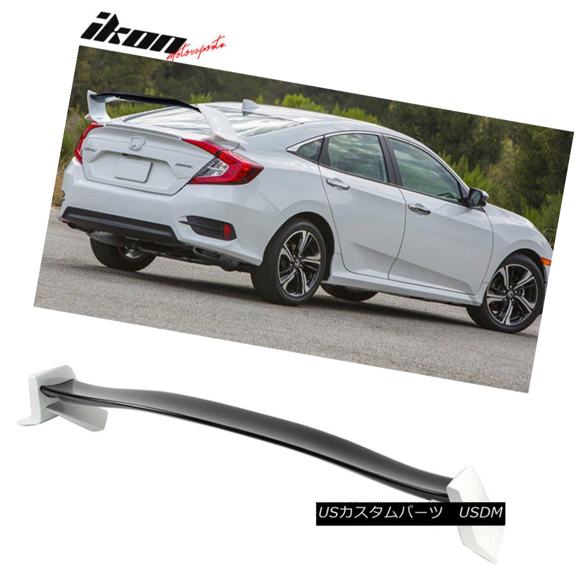 エアロパーツ 16-18 Civic Sedan T-R Painted Trunk Spoiler Glossy Black Center & Taffeta White 16-18シビックセダンT-R塗装トランクスポイラーグロッシーブラックセンター＆amp; タフタホワイト