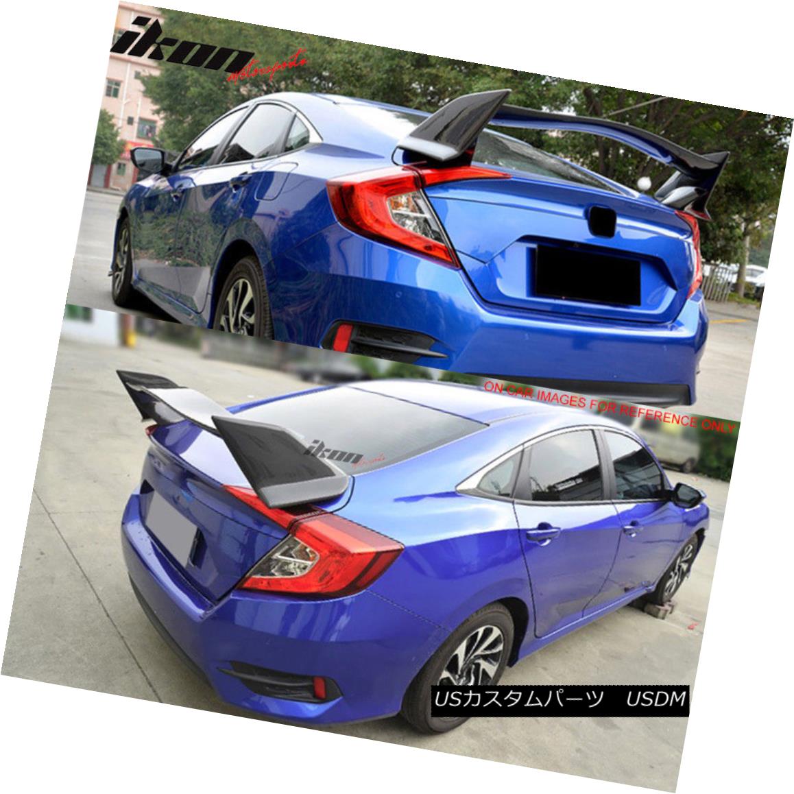 エアロパーツ 16-18 Civic Sedan T-R Painted Trunk Spoiler Glossy Black Center & Taffeta White 16-18シビックセダンT-R塗装トランクスポイラーグロッシーブラックセンター＆amp; タフタホワイト