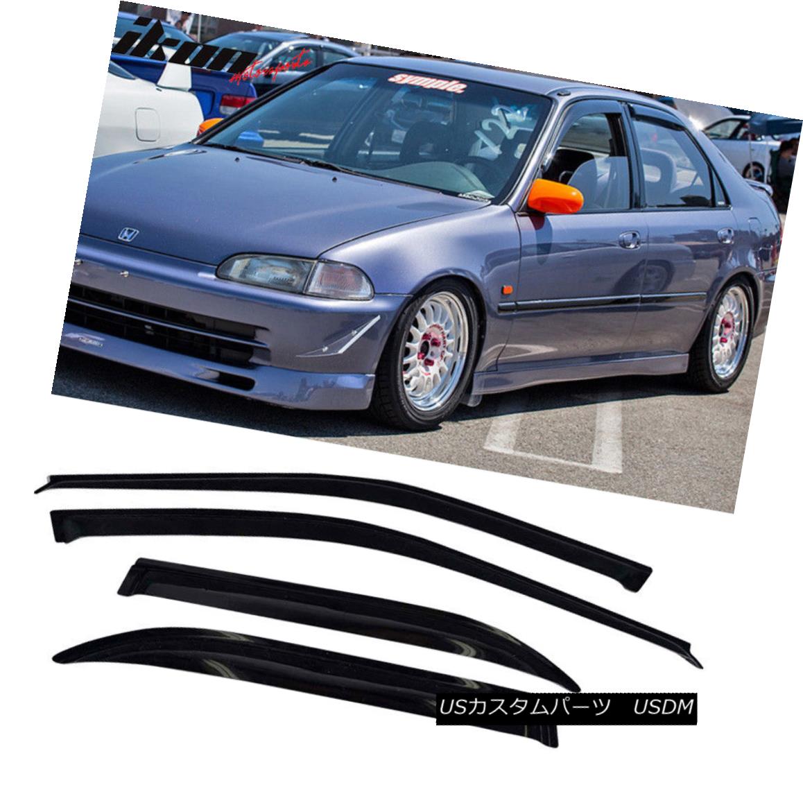 車用品 バイク用品 車用品 パーツ その他 外装 エアロパーツ Honda その他 Acrylic エアロパーツ Fits 92 95 Honda Civic Sedan Acrylic Window Visors 4pc Set フィット92 95ホンダシビックセダンアクリル窓バイザー4個セット World倉庫 店