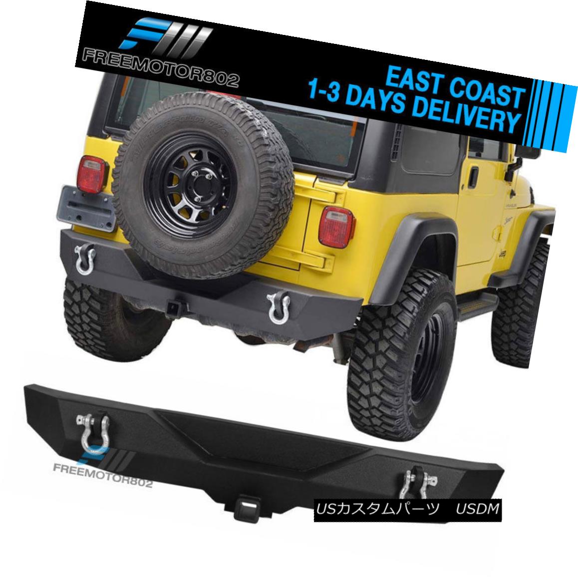 エアロパーツ Fits 87-06 Jeep Wrangler TJ YJ Black Textured Rear Bumper -B1 Guard Kits フィット87-06ジープラングラーTJ YJブラックテクスチャーリアバンパー-B1ガードキット