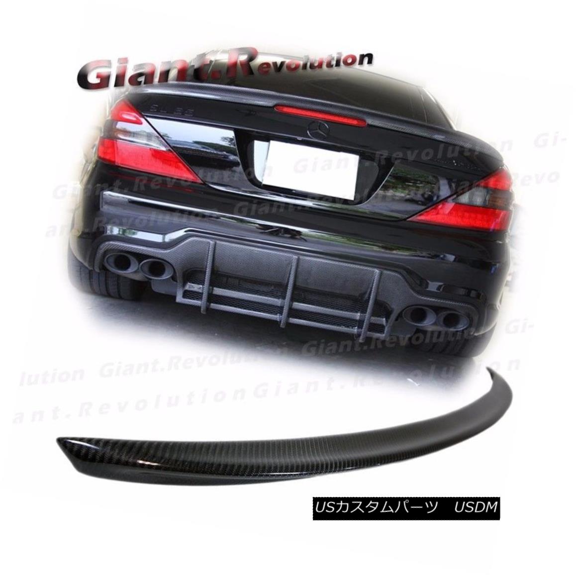 エアロパーツ Carbon Fiber 03-11 BENZ R230 SL-Convertible A Look Rear Trunk Spoiler Add On Lip 炭素繊維03-11ベンツR230 SL-コンバーチブルルックリアトランクスポイラーアドオンリップ