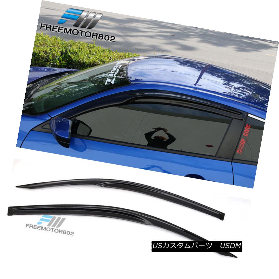 エアロパーツ Fit 16-18 Honda Civic 2Dr 10th Gen X MU Window Visors Rain Guard Shade Deflector 適合16-18ホンダシビック2Dr第10世代X MU窓バイザーレインガードシェードデフレクター