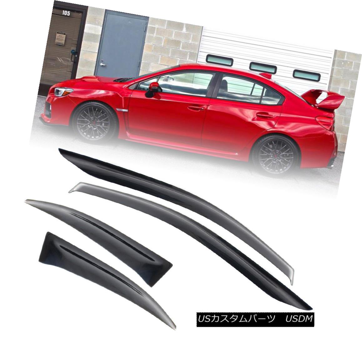 エアロパーツ 15-18 Fit Subaru WRX STI 4th Sedan PC Window Visor Sun Rain Deflector 4 Pcs 15-18フィットスバルWRX STI第4セダンPCウィンドウバイザーサンレインデフレクター4個
