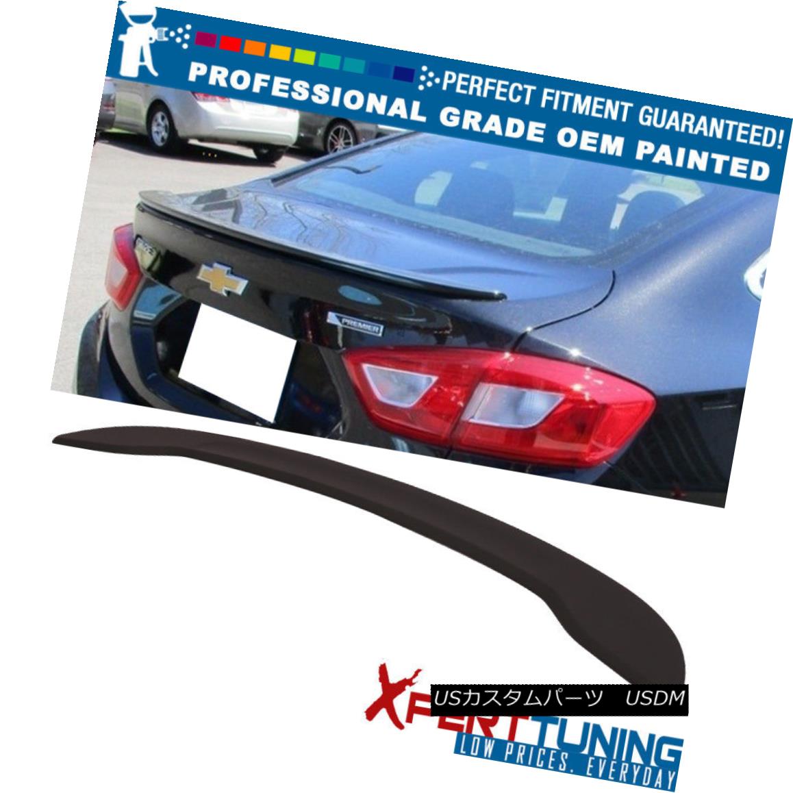 Fits 16-18 Chevy Cruze OE Factory Style Trunk Spoiler Wing - OEM Painted Colorカテゴリエアロパーツ状態新品車種ChevroletメーカーCruze発送詳細送料一律 1000円（※北海道、沖縄、離島は省く）商品詳細輸入商品の為、英語表記となります。 Condition: New Brand: Xpert-Tuning Warranty: Yes Manufacturer Part Number: AST-CCRUZ16OEFM-A&ASK-COLORCODE STYLE: OE Style Interchange Part Number: Plastic Lip OE Part Number 84069483 Details: Instructions are not included Other Part Number: Rear-Trunk-Lip-Spoiler-Wing-Whale-Tail-Add-On Material: ABS Placement on Vehicle: Rear※以下の注意事項をご理解頂いた上で、ご入札下さい※■海外輸入品の為、NC,NRでお願い致します。■フィッテングや車検対応の有無については、画像と説明文よりお客様の方にてご判断をお願いしております。■USのカスタムパーツは国内の純正パーツを取り外した後、接続コネクタが必ずしも一致するとは限らず、加工が必要な場合がございます。■商品説明文中に英語にて”保障”に関する記載があっても適応はされませんので、ご理解ください。■初期不良（到着より7日以内）のみ保証対象とします。ただし、取り付け後は、保証対象外とします。■海外倉庫から到着した製品を、再度国内で検品を行い、日本郵便または佐川急便にて発送となります。■お届けまでには、2〜3週間程頂いております。ただし、天候次第で多少遅れが発生する場合もあります。■商品落札後のお客様のご都合によるキャンセルはお断りしておりますが、商品落札金額の30％の手数料をいただいた場合のみお受けいたします。■他にもUSパーツを多数出品させて頂いておりますので、ご覧頂けたらと思います。■USパーツの輸入代行も行っておりますので、ショップに掲載されていない商品でもお探しする事が可能です!!お気軽にお問い合わせ下さい。&nbsp;
