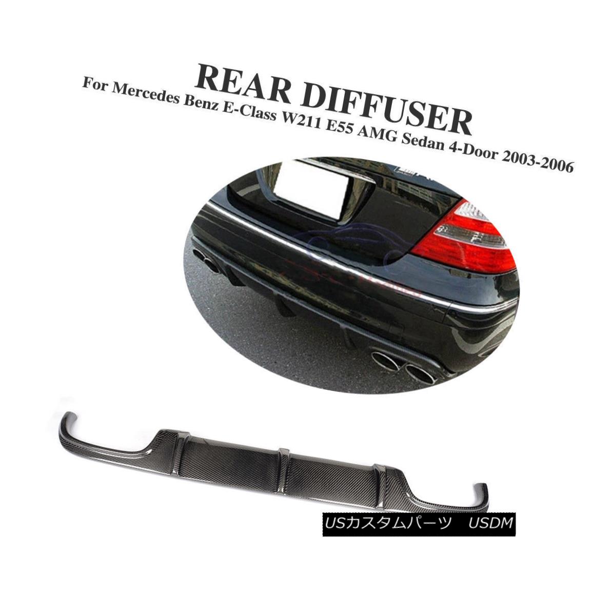 エアロパーツ Carbon Fiber Rear Bumper Diffuser For Mercedes Benz W211 E55 AMG 03-06 Quad Pipe メルセデスベンツW211 E55用炭素繊維リアバンパーディフューザーAMG 03-06クワッドパイプ