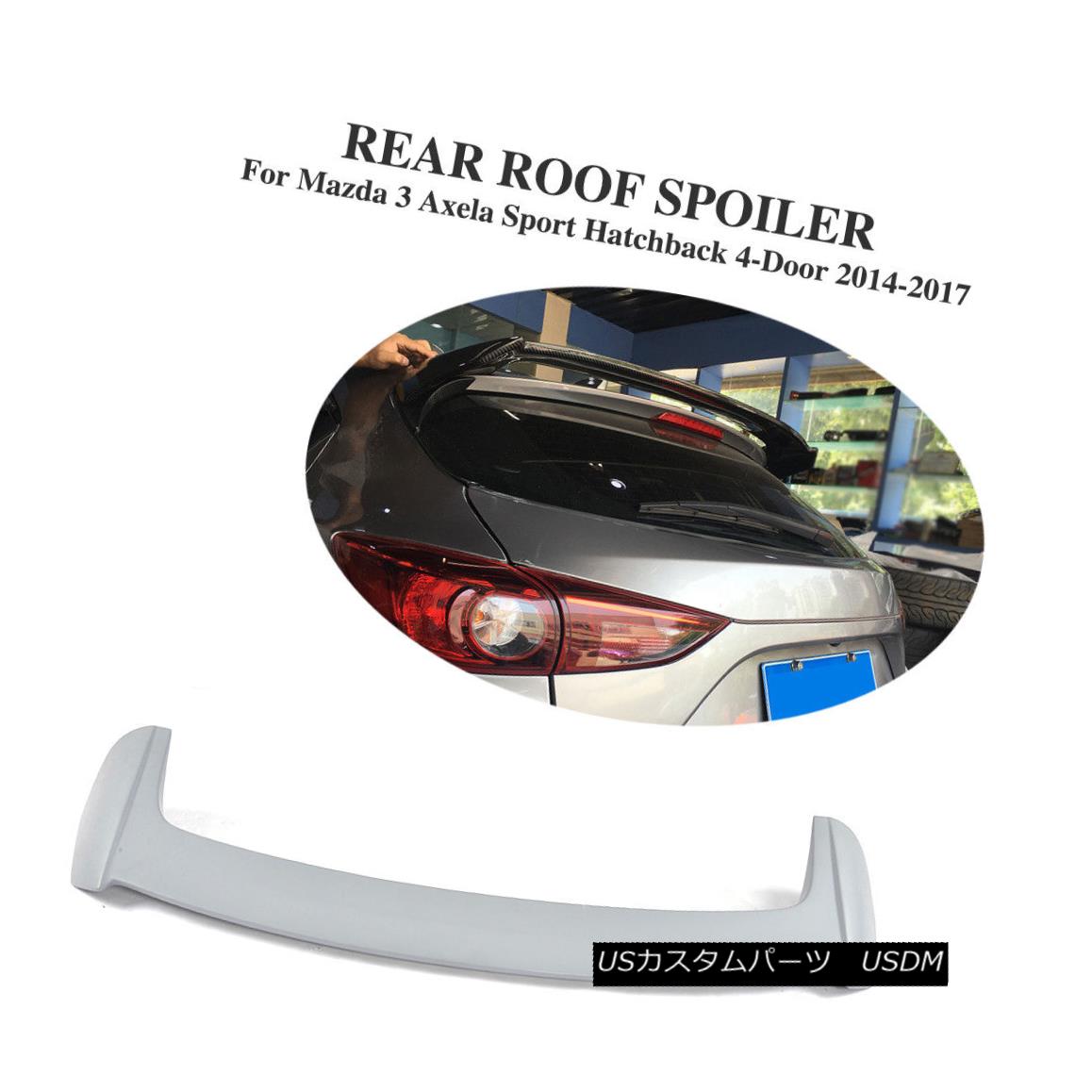 エアロパーツ Grey Roof Trunk Rear Spoiler FRP Fit For Mazda 3 Axela Hatchback 4-Door 14-17 グレイルーフトランクリアスポイラーFRPフィットマツダ3アクセラハッチバック4ドア14-17