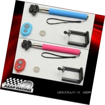 エアロパーツ 2x Blue and Red Shutter Selfie Extendable Stick Monopod Fits iPhone Samsung LG 2倍の青と赤のシャッターのセルフエイチブルスティックのモノポップiPhoneのサムスンのLG電子