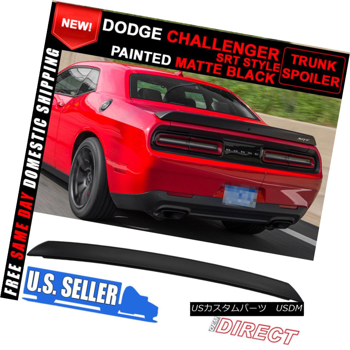 エアロパーツ For 08-17 Dodge Challenger SRT Style Trunk Spoiler Decklid Matte Black - ABS 08-17ドッジチャレンジャーSRTスタイルトランクスポイラーDecklidマットブラック - ABS
